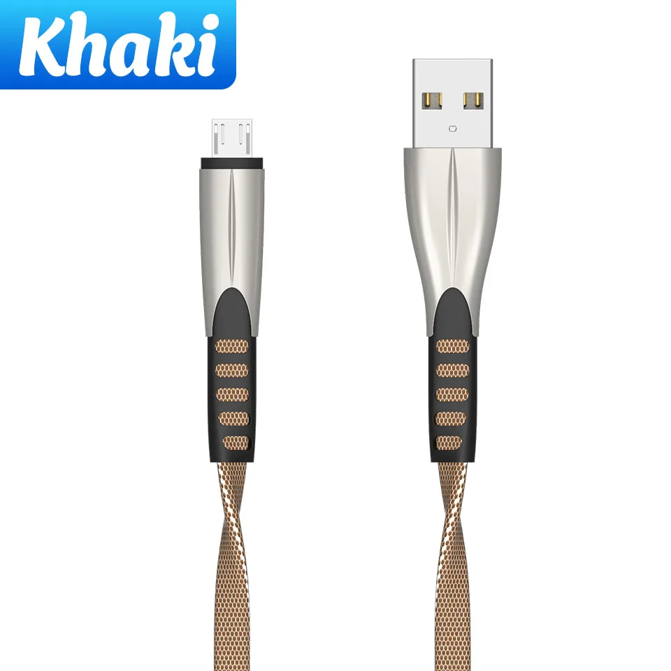 USB Micro кабель 1 м 2.4A нейлон Быстрая зарядка кабель синхронизации данных для huawei mate 8 сотовый телефон Быстрая зарядка провод для samsung J5 планшетов - Цвет: Khaki