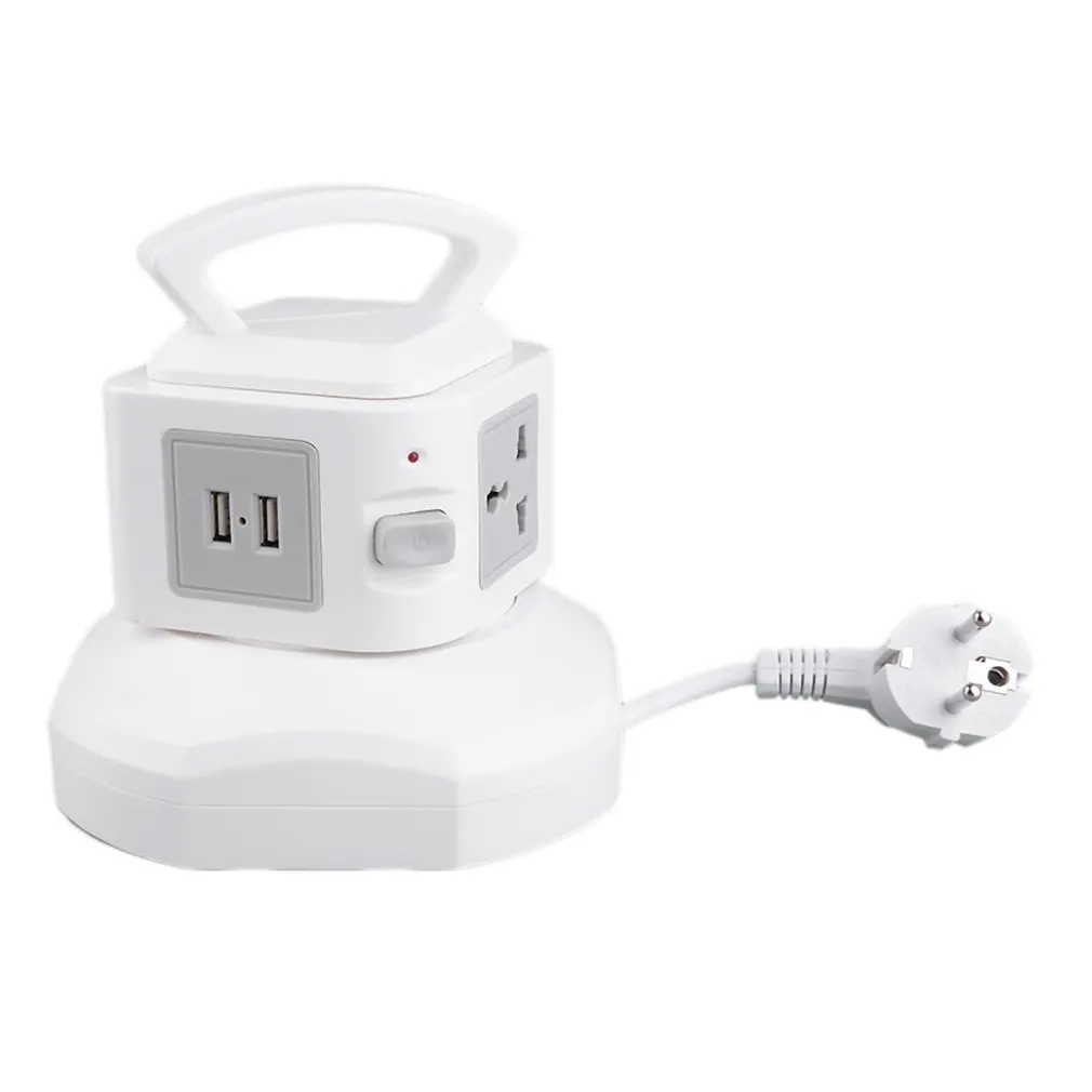PC+ ABS Smart анти-гром перегрузки 3-розетка с 2-USB Порты защита от переполнения топливом с защитой Мощность розеток ЕС
