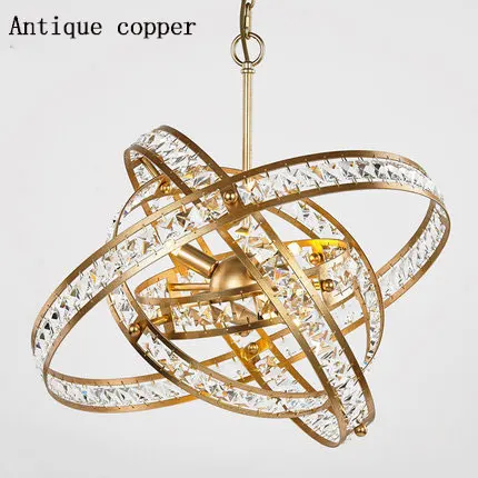 antique copper Хрустальная люстра светящийся шар Форма Огни античная латунь черный подвесной Лофт светильник лампа люстры для кухни - Цвет абажура: antique copper