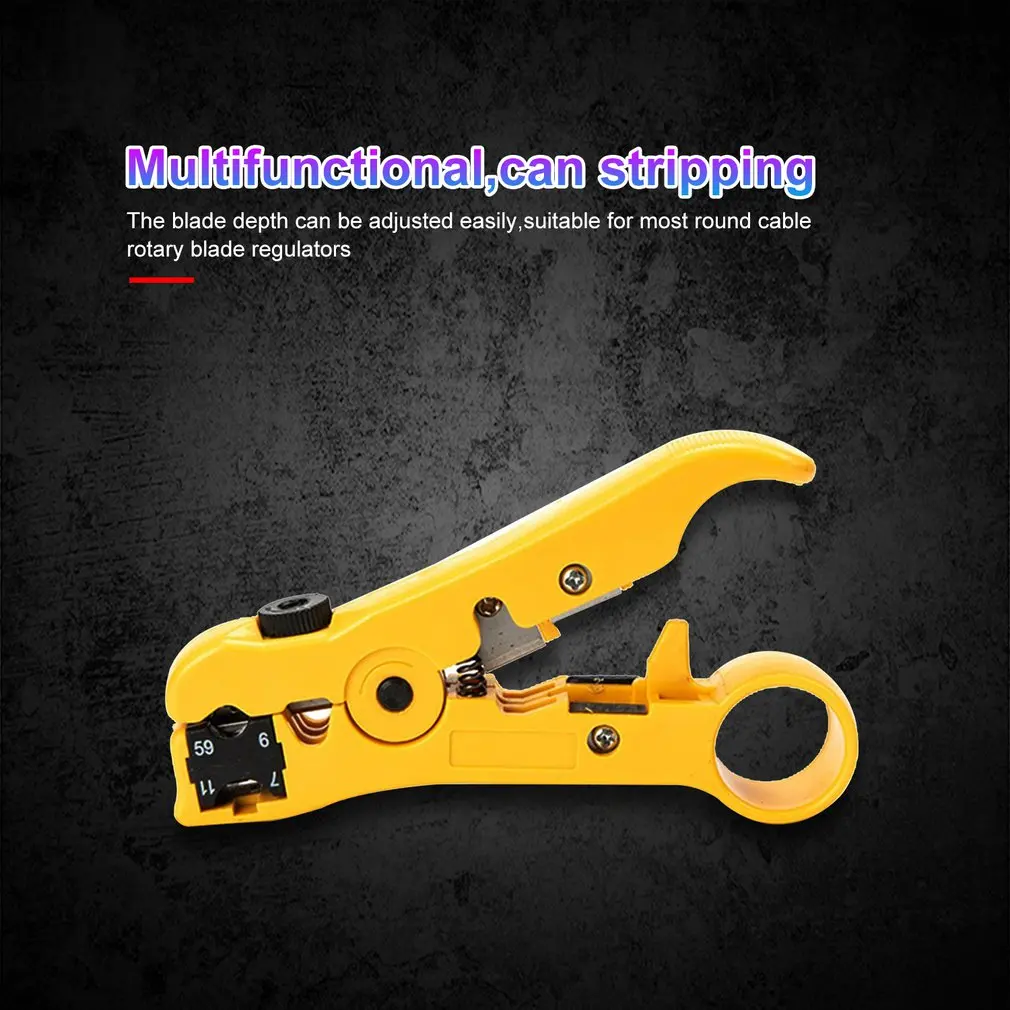 Universal Network Cable Stripper Cutter Stripping Pliers Tool Flat or Round UTP Cat5 Cat6 Wire Coax Coaxial Stripping Tool