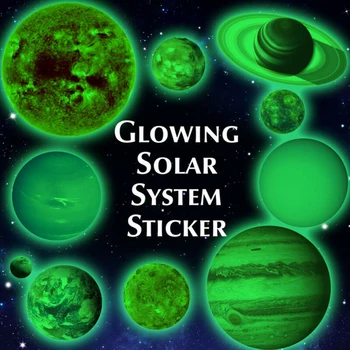 

10pcs/set Glow In The Dark Solar System Wall Sticker 10 Planet Decal Kids Room Decor Mural Wall Stickers