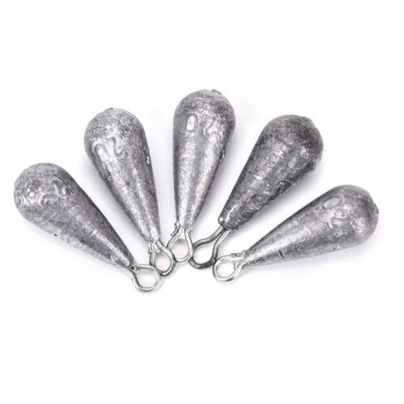 

50Pcs 10G Water Drop Shape Weights Lead Sinker with Ring Fishing Tackle Tool