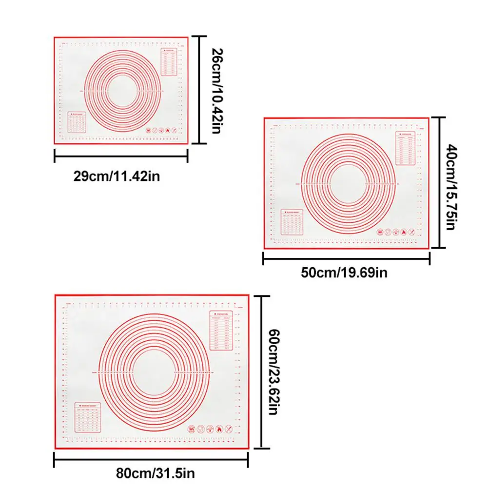 Силиконовый коврик для выпечки со шкалой прокатки тесто коврик для замеса теста антипригарный кондитерский вкладыш для выпечки