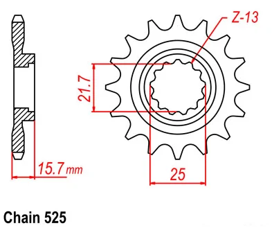 Передняя Звездочка мотоцикла 525-16T для Kawasaki ZZ-R600(ZX600 J4, J6F, J7F, J8F), ZX-6R(ZX600 G1-G2, J1-J3) Ninja, ZX-6R(ZX636 A1P