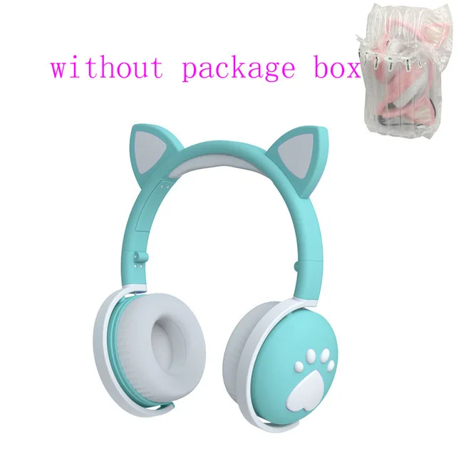 Bluetooth Headphones glowing cute LED Cat Ear Paw Girls Gift Kids Headset Wireless HIFI Stereo Bass 3 5mm Plug With Mic