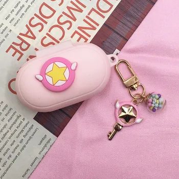 

Pink Cute Earphone Case For Samsung Galaxy Buds+ Case Silicone Headphone Protective Cover With Key Chain For Galaxy Buds