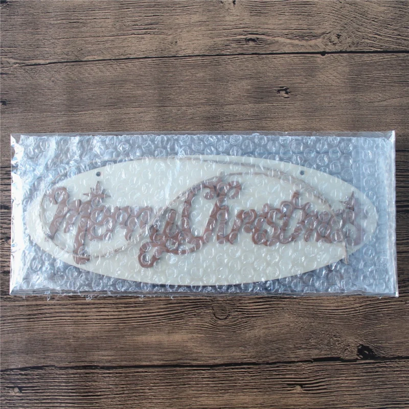 Wooden Merry Christmas Letter Sign With Hanging String For Xmas Tree Home Door Window Decor