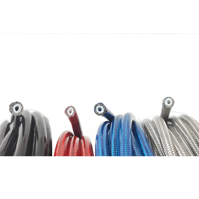 Motorcycle Brake Hose Motorcycle AN3 5m Fitting Braided Stainless Steel Nylon Brake Line Hose FLUID HYDRAULIC PTFE Brake Line Gas Oil Fuel Tube Brake Pipe Hose Fuel Gas Line Hose