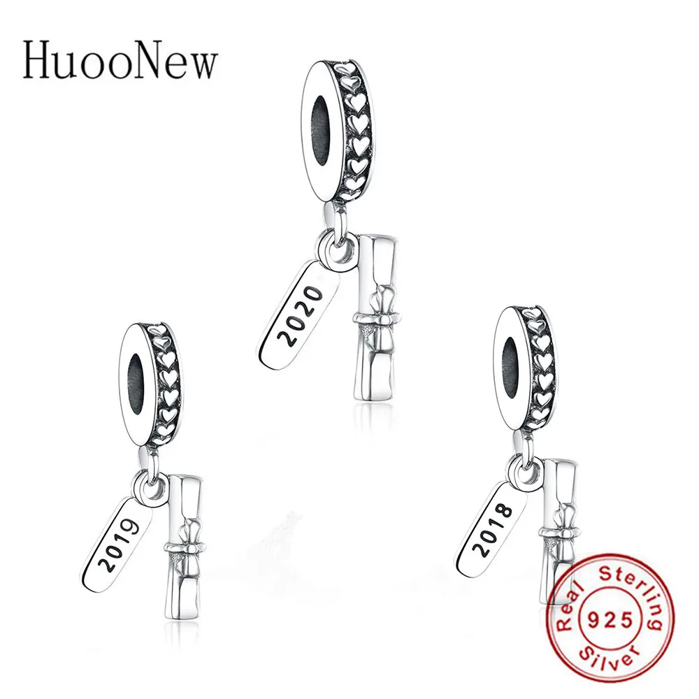 

Fit Original Pandora Charm Bracelet 925 Sterling Silver Letter 2020 Ribbon Bow Knot Bead Book Pendant Making Graduation Berloque
