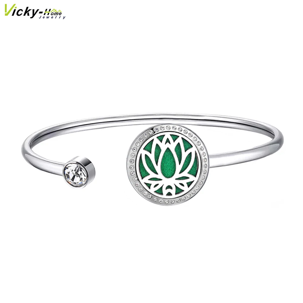 20mm Crystals Diffuser Locket Bangle Bracelet-1