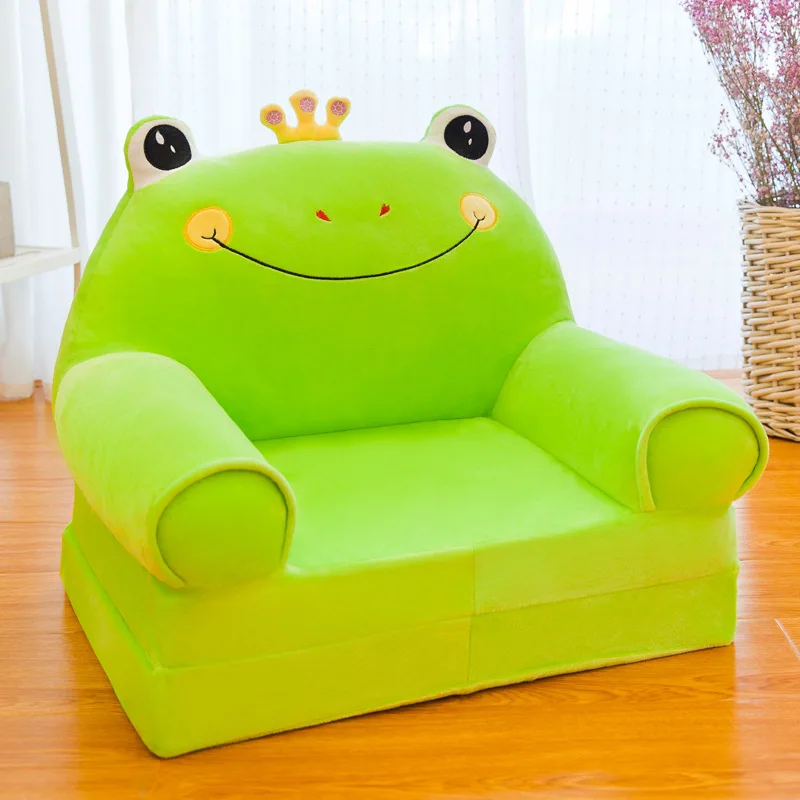 Горячая Прекрасный детский диван складной мультфильм милый лежа сиденье детский стул детский сад с моющейся крышкой многоцветный - Цвет: Green Frog