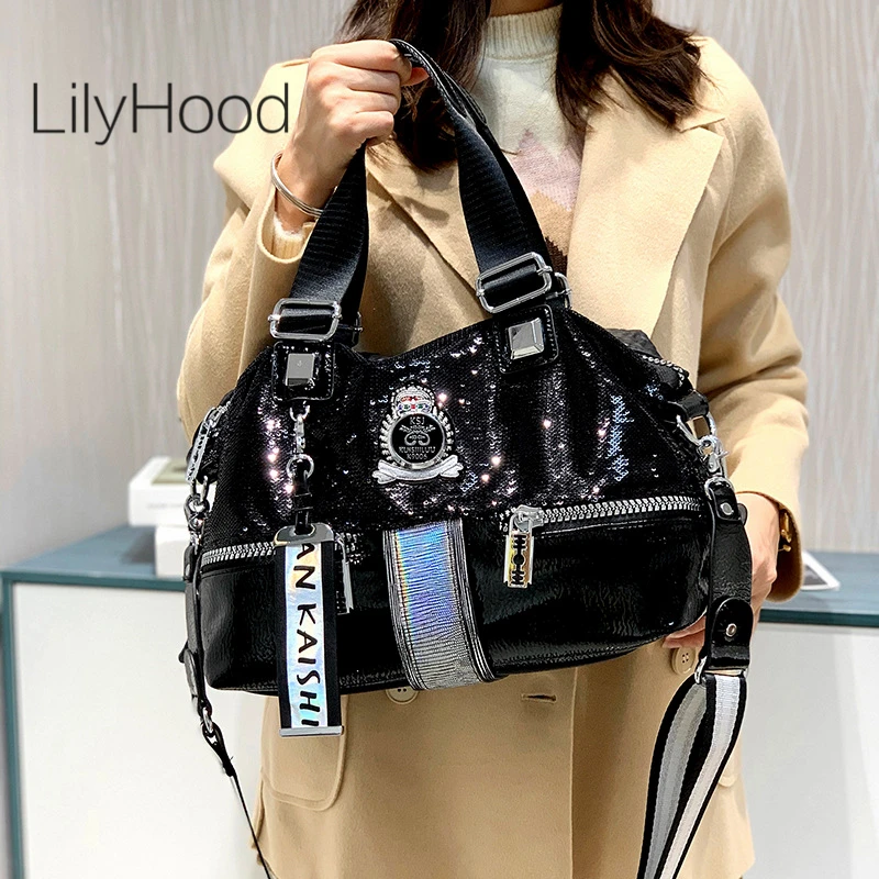 Female Iridescent Paillette Artificial Leather Handbag Women Design