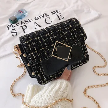 

Niche Cotton And Linen Crossbody Bags For Women 2020 Winter Woolen Shoulder Messenger Bag Female Mini Chain Handbags And Purses