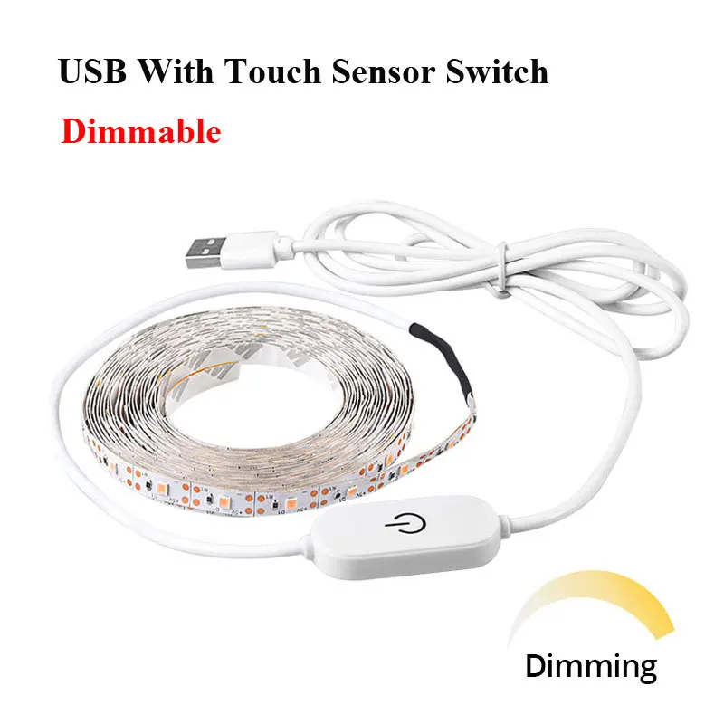 Touch Sensor Switch USB СВЕТОДИОДНЫЙ светильник для выращивания, полный спектр, Цветочная лампа, Светодиодная лента, 2835 сенсорный выключатель smd, фитолампа для растений, для внутреннего сада, палатки, коробка - Испускаемый цвет: Touch Sensor Switch