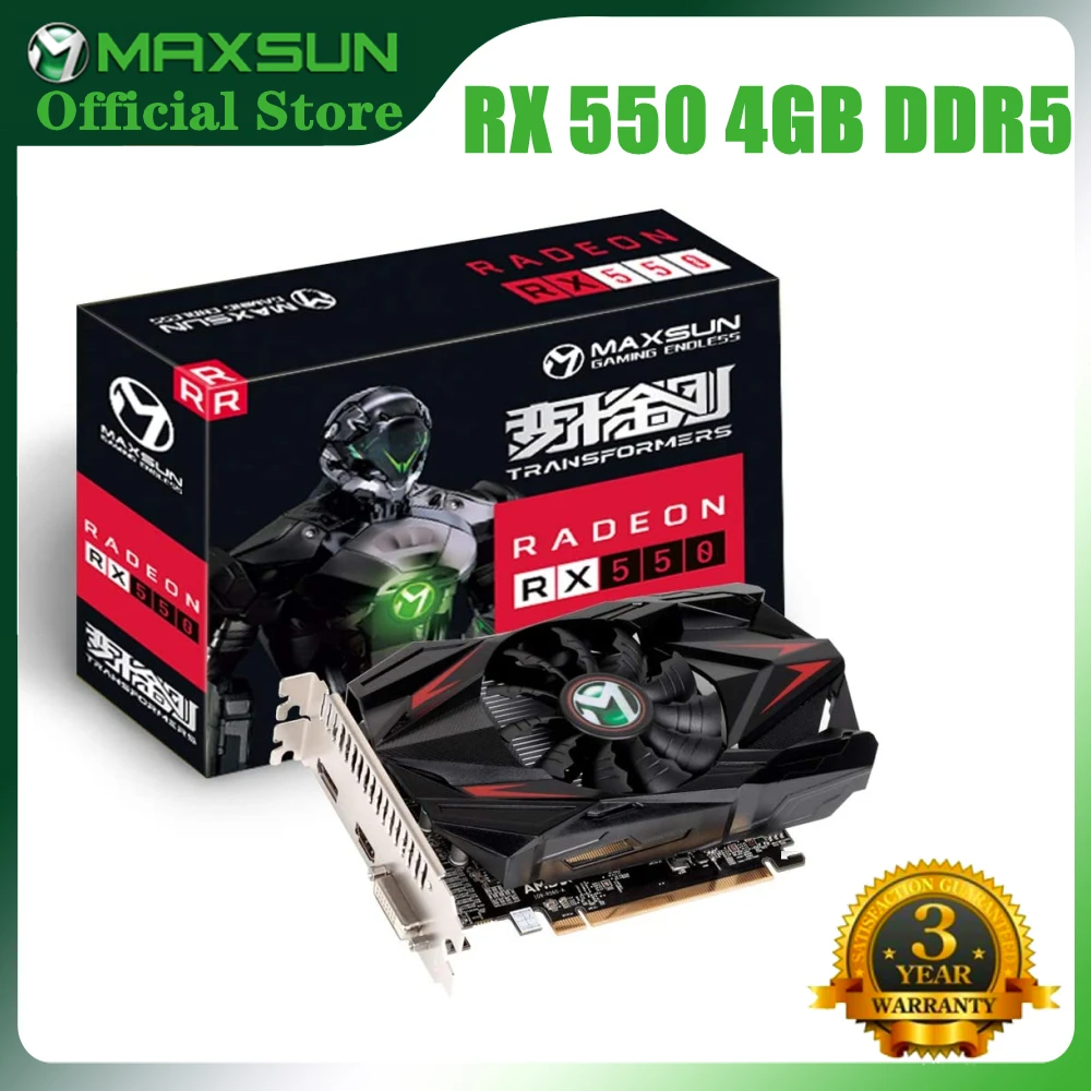 MAXSUN AMD GPU Radeon RX 550 трансформаторы 4G GDDR5 14 нм компьютерный ПК игровой видео