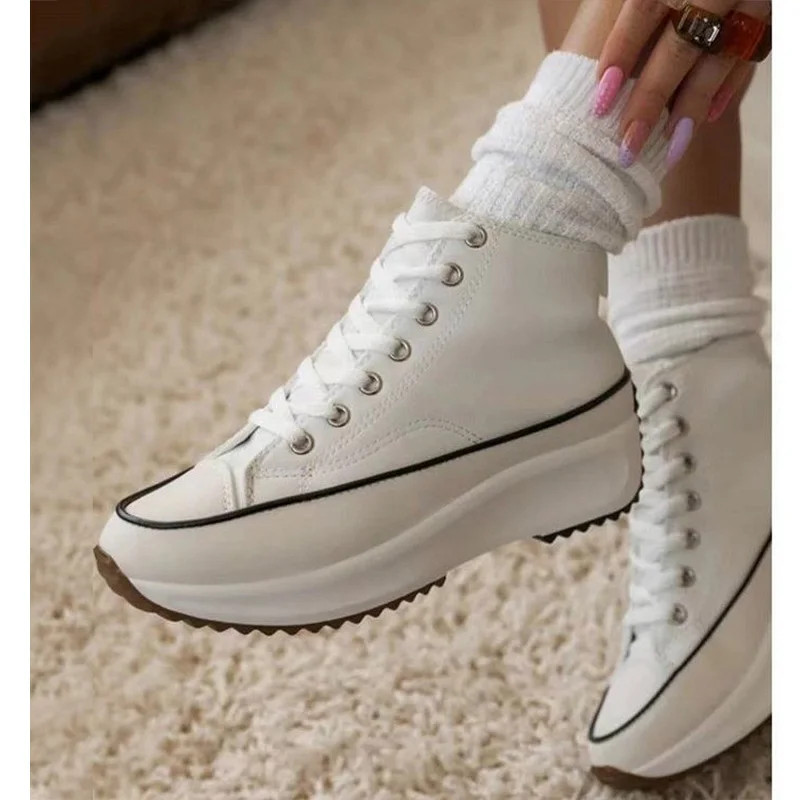 Zapatos de plataforma para mujer, zapatillas de lona con cuña y aumento de  altura, informales, 2021 - AliExpress Calzado