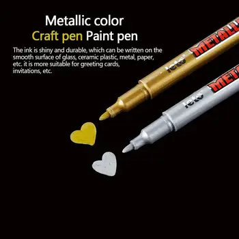 

1PC DIY Metal Waterproof Permanent Paint Marker Pens Sharpie Gold And Silver 1.5mm Student Supplies Craftwork Pen Art Painting