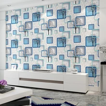 Modern 3D Square Wall Papers Home Decor Nordic Tree Geometric Wallpaper Roll  PVC Waterproof Contact Paper for Background Walls