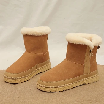 

Fujin Booties Female 2020 Autumn and Winter New England Wind Chelsea Boots Women Thick Bottomed Color Flat Snow Warm Boots