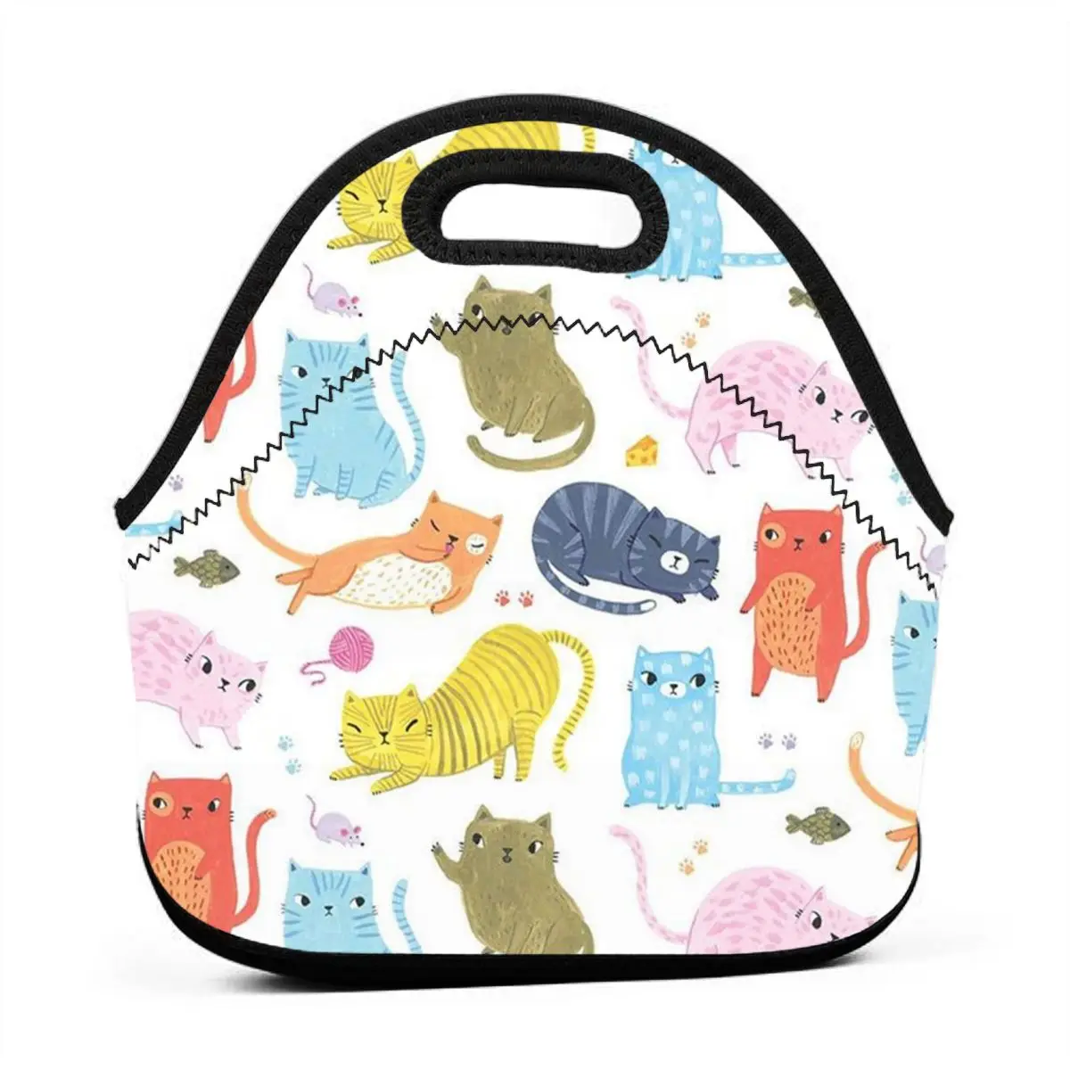 

NOISYDESIGNS Lunch Box in Lunch Box For Women Colorful Cats Printing Insulation Package Lunch Bag Bolsa Feminina