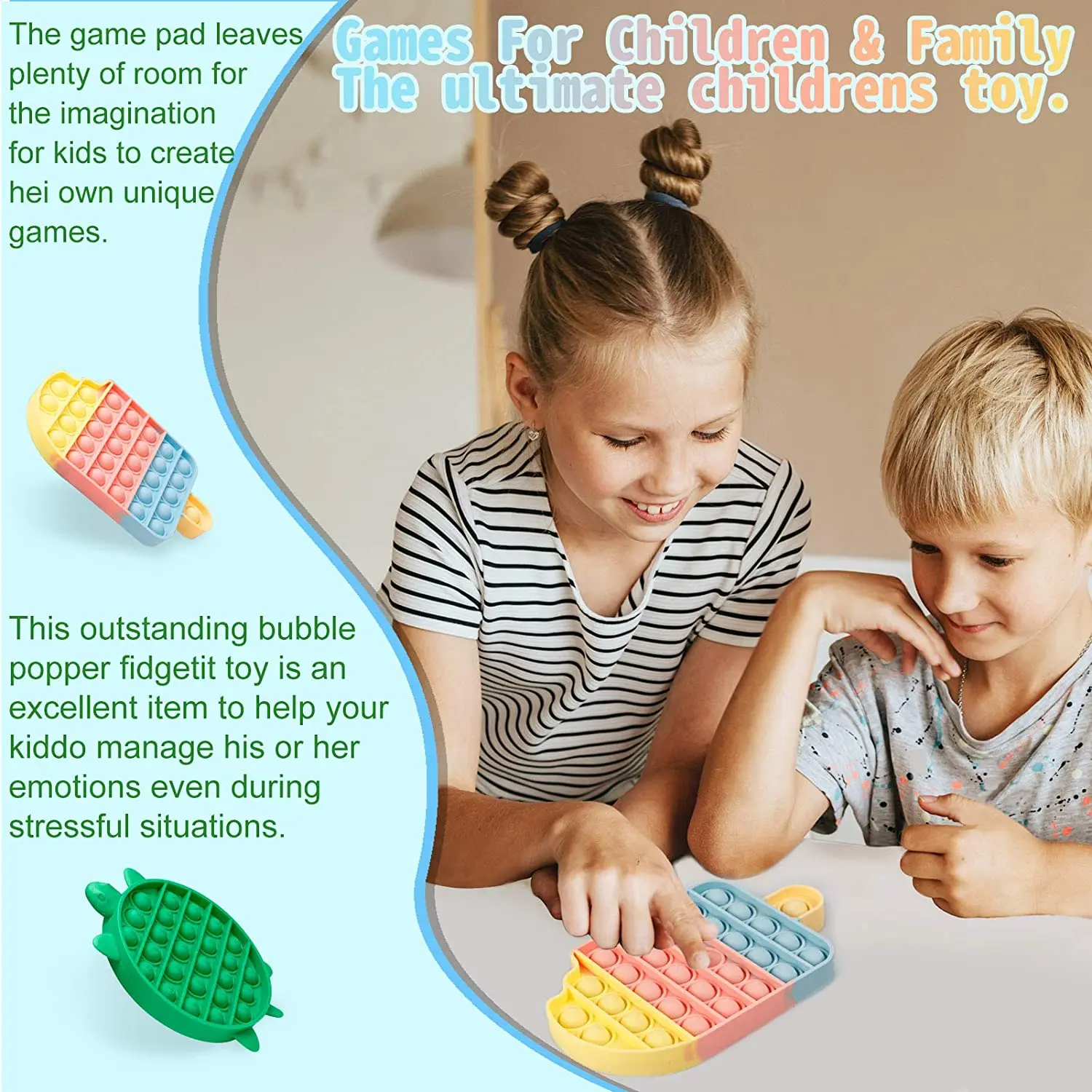 Fun Ice Cream Sensory bubble silicone Desk Game Toys Children school Stress Reliever Fidget Squeeze Board Game Autism ADHD Gift