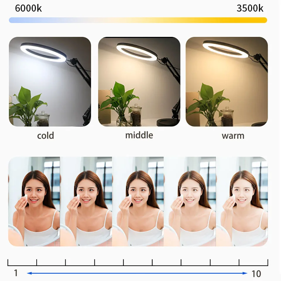 조정 가능한 데스크 폰 촬영 브래킷 스탠드, 셀카 LED 링 라이트, 사진 링 라이트 삼각대 스탠드, 붐 암, 유튜브, 26cm