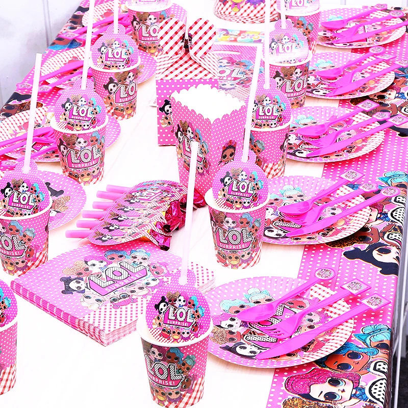 LOL surprise dolls Birthday Party toys figure Decoration Supplies Holiday Cup Plate Spoon Cake Stand Kids Gifts | Игрушки и хобби