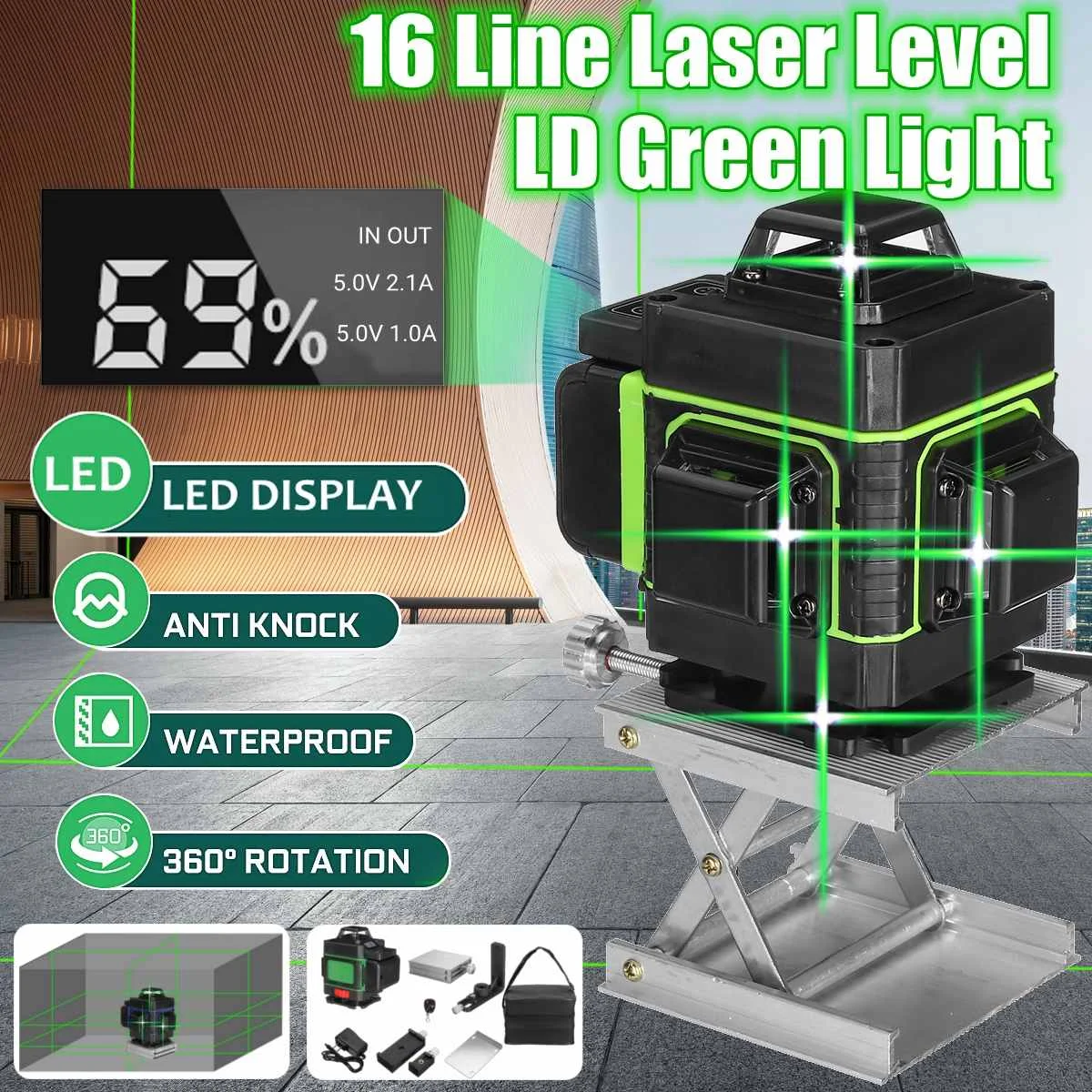 Billige Laser Level 16 Linien 3D Selbst Nivellierung 360 Horizontale Und Vertikale Kreuz Super Leistungsstarke Grün Laser Strahl Linie