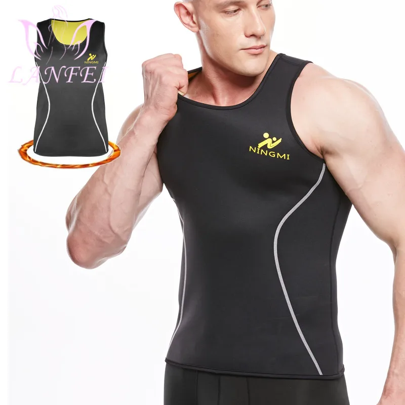 

LANFEI Men Hot Sweat Body Shaper Tummy Control Tank Top Waist Trainer Slimming Vest Weight Loss Shapewear Neoprene Shirt No Zip