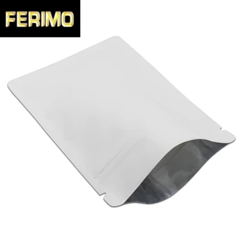 

100Pcs Matte White Food Grade Aluminum Foil Package Bags Self Sealable Zipper Bags for Christmas Wedding Home Kitchen Supplies