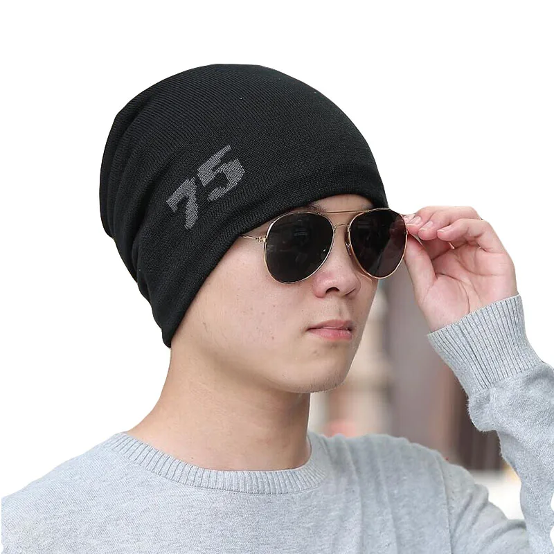 SUOGRY Winter New Knitted Men's Hats Plus Velvet Thickening Outdoor Warm and Comfortable Caps Fashion Pentagram skullies beanie