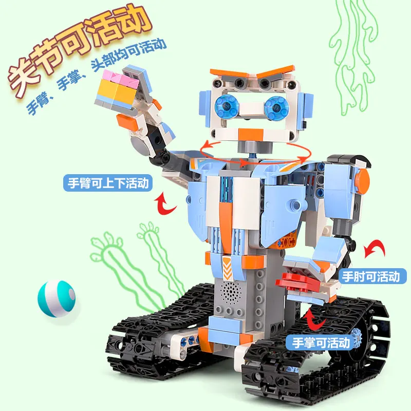 

13004 349Pcs The Robert M4 Set Remote Control Robot Model Building Blocks Bricks Educational Toys DIY Birthday Gift For Children