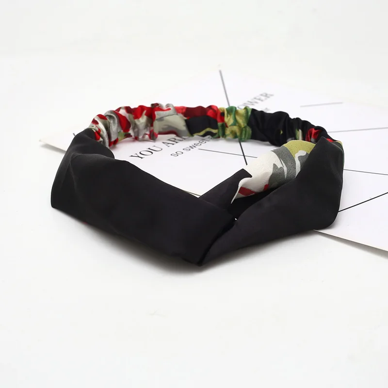 C5 Fashion Women Hair Accessories Bow Chiffon Floral Hair Band Headband Fabric Cross Knotted Korea Headdress ladies Hoop - Цвет: C5