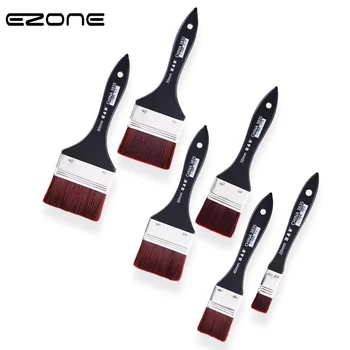 

EZONE High Quality Nylon Brush Hand Painted Wall Brush Watercolor Acrylic Oil Paint Brush 6 Different Size Wooden Cleaning Brush