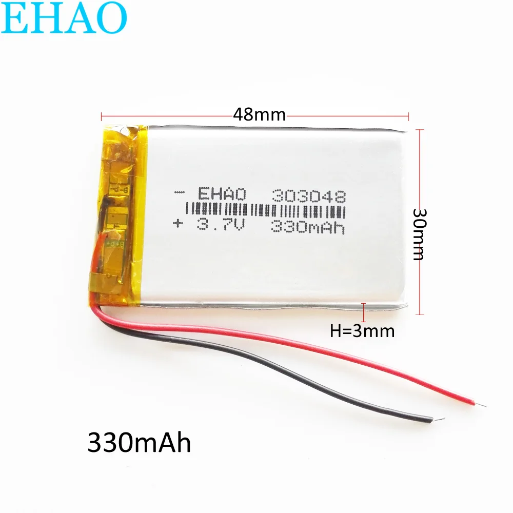 Литий-полимерная аккумуляторная батарея EHAO 303048 3 7 в 330 мАч для Mp3 GPS bluetooth гарнитуры