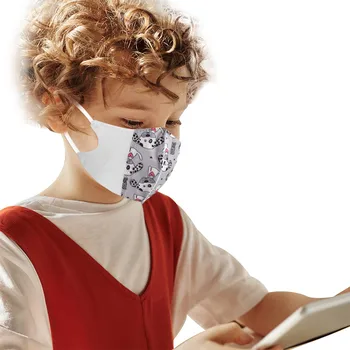 

50pcs Children Stitching Printing Mask Fashion Industrial 3 Melt-blown Layers Face Cover Breathable Dustproof Repeated Mask #BL1
