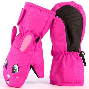 

Toddler Kids Waterproof Winter Thicken Warm Gloves Cute Cartoon Dog Rabbit Print 3D Ears Anti-Slip Elastic Snow Ski Mittens 1-8T
