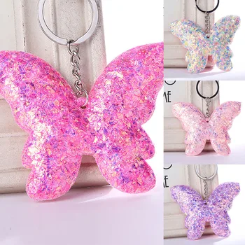 

Butterfly Car Key Phone Accessories Keychain Sequins Keyring Pendants for Women Bags