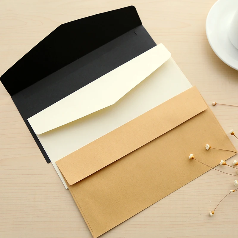 

Kraft envelope black white blank vintage stationery paper gift retro office big wedding envelopes for invitations card 50pcs/lot