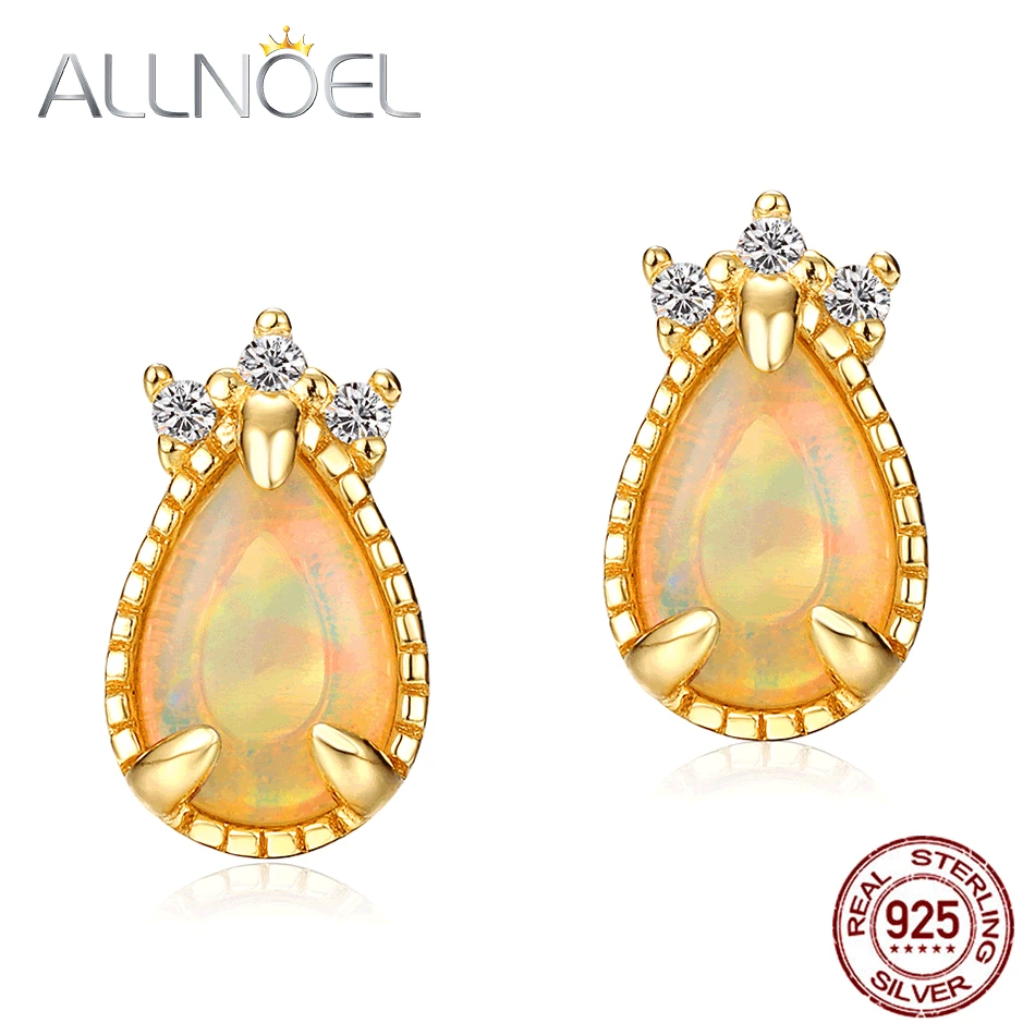 ALLNOEL 925 пробы серебряные женские серьги с муассанитом 100% натуральный гранат опал