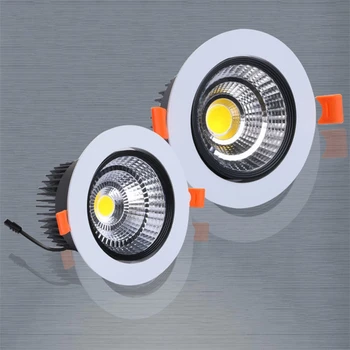 

100pcs Dimmable LED COB Spotlight Ceiling lamp AC85-265V 6W 9W 12W Aluminum recessed downlights round led panel light