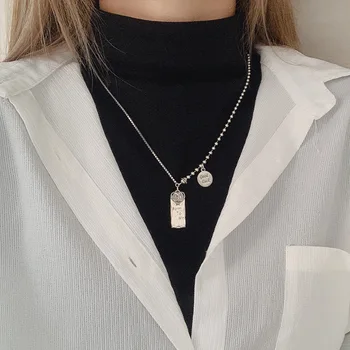 

Japan And South Korea S925 Sterling Silver Round Brand Love Necklace Women's Simple Clavicle Chain Retro Thai Silver Necklace