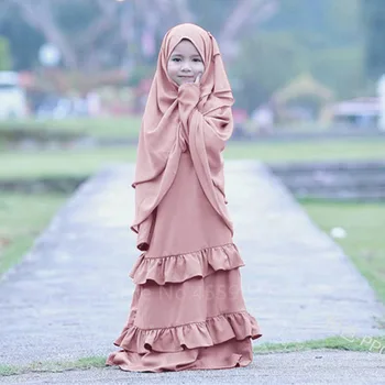 

2020 Muslim Dress Kid Abaya For Girl Dubai Kaftan Islamic Clothing Children Ramadan Prayer Jubba Middle East Hijab Dress Turkish