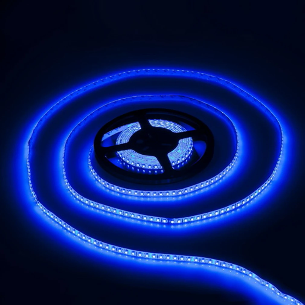5 м Автомобильная синяя 3528 SMD Светодиодная водонепроницаемая гибкая полоса 12 в 600