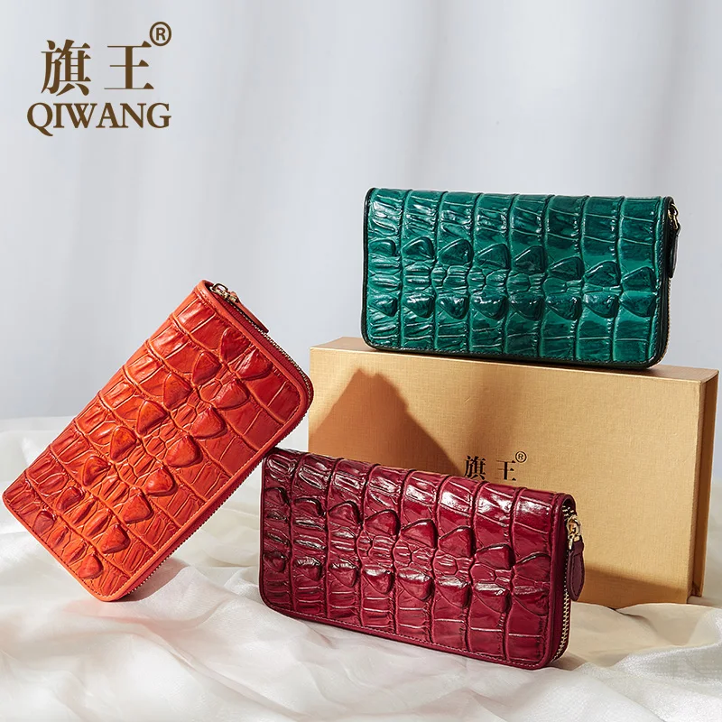

Genuine Crocodile Leather Wallet Women Coin Pocket 2019 Ladies Embossed Leather Phone Wallets Green Multiple Card Holder Purse