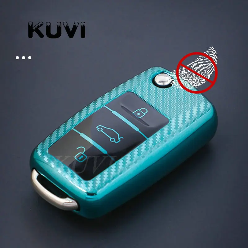 TPU Carbon fiber car key cover case shell fob for VW Golf Bora Jetta POLO GOLF Passat For Skoda Octavia A5 Fabia For SEAT Ibiza key case car key shell