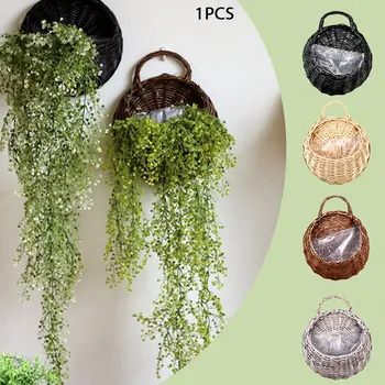 

Rattan Vase Basket 23*18cm Storage Container Balcony Wall Decor Vase Container Eco-Frendly Planter Hallway