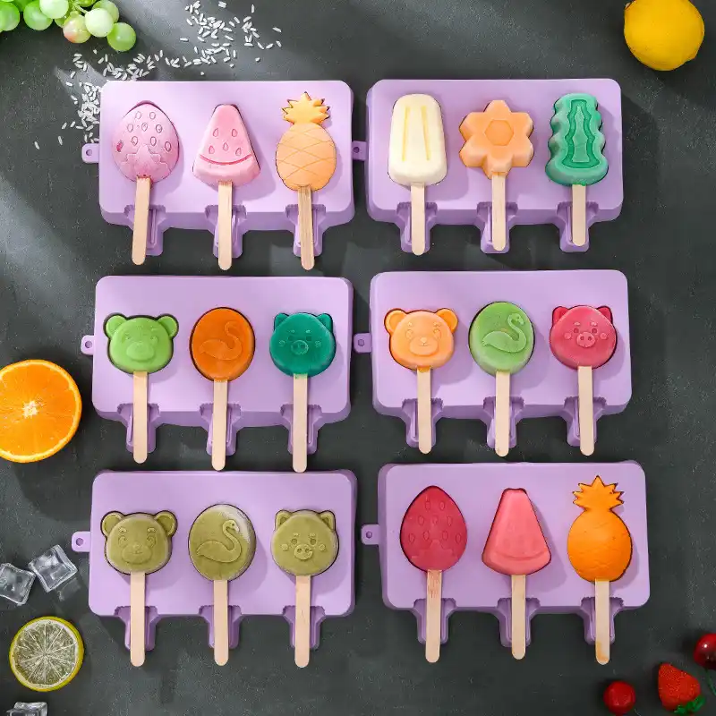 Animal Moule A Glace En Silicone Avec Couvercles Maison Popsicle Glace Glacons Bebe Bricolage Complement Alimentaire Outils Fruits Secouer Accessoires Aliexpress