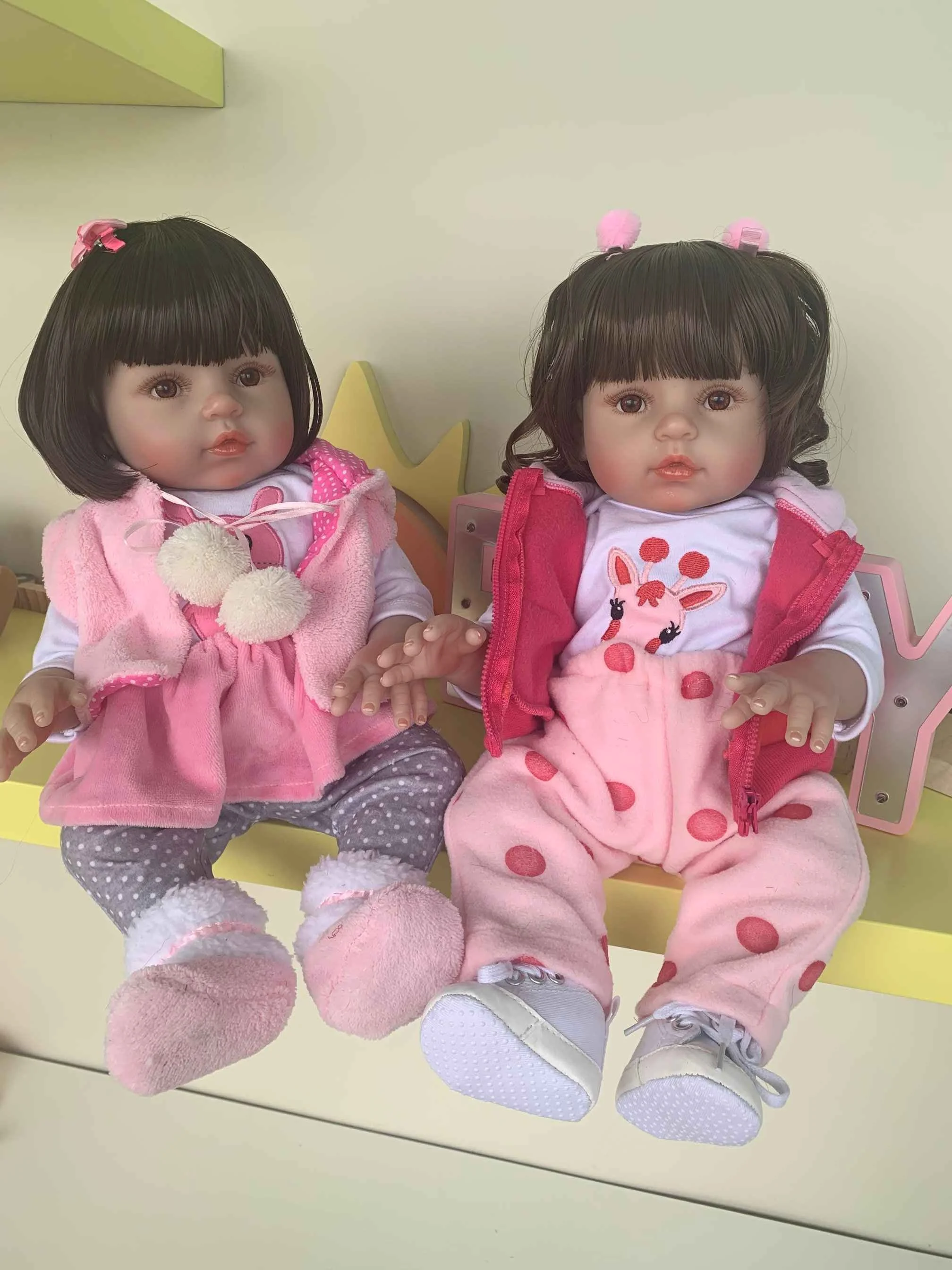 

NPK 49CM full body silicone version pink Giraffe doll very flexible silicone waterproof bath toy lifelike doll reborn baby