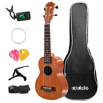 

NEW-21 Inch Ukulele Soprano Sapele Uke 15 Frets 21Inch Hawaii Mini Guitar Full Kits Ukulele Guitar for Beginner Kids